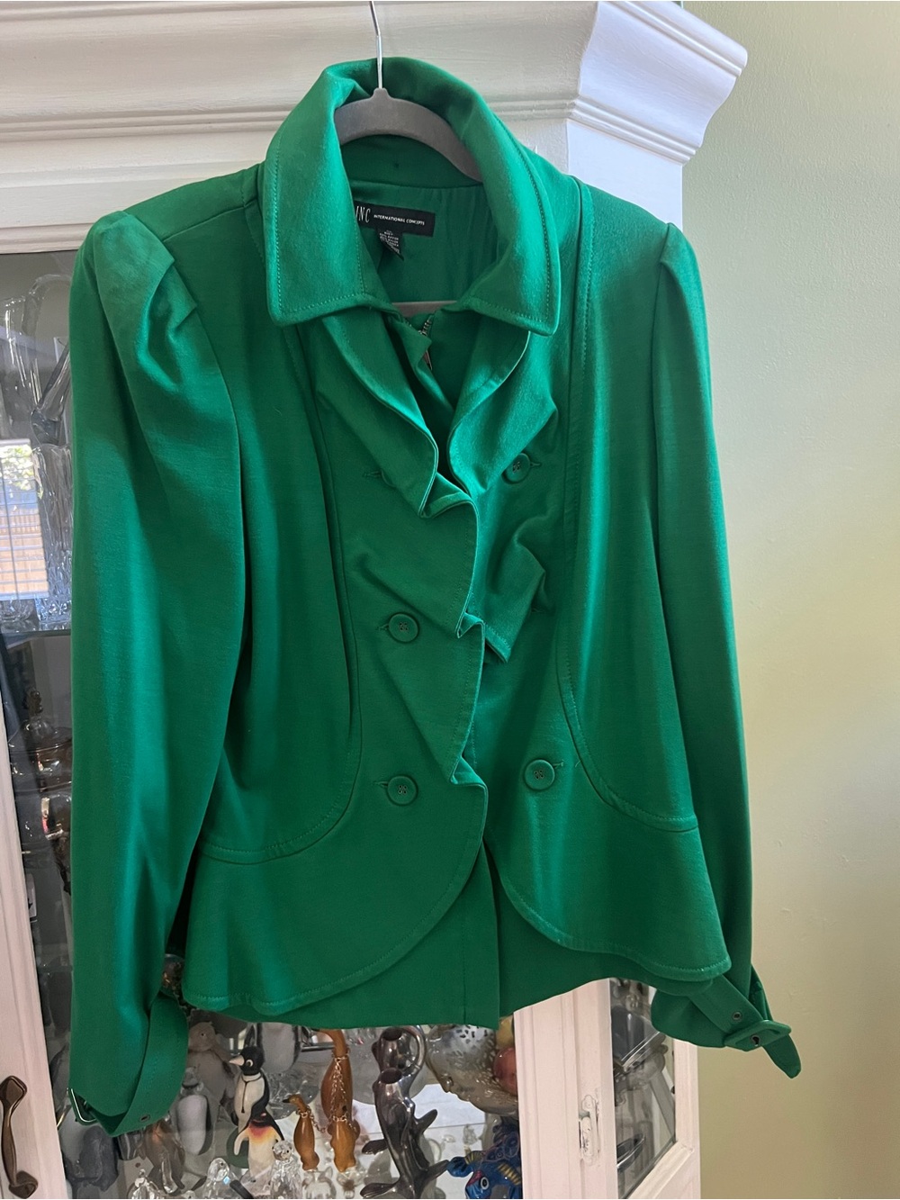 INC International Concepts Green Ruffled Double-Breasted Women's Jacket size XL